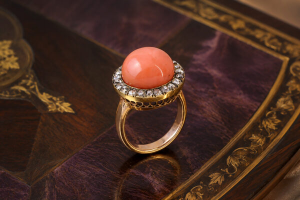 Coral and Diamond Ring
