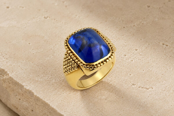 Rene Boivin “A lʼEgyptienne” Ceylon Sapphire and Gold Ring» Price on Request «