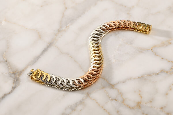 Bulgari Tri- Colored Gold Link Bracelet