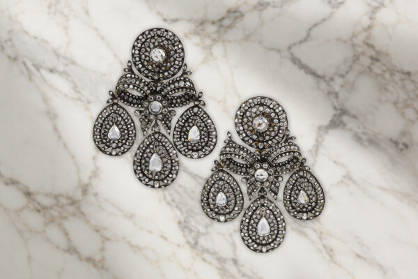 Diamond Set Girandole Ear Pendants