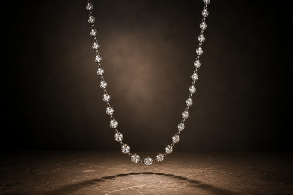 Antique Old Cut Diamond Set Long Necklace
