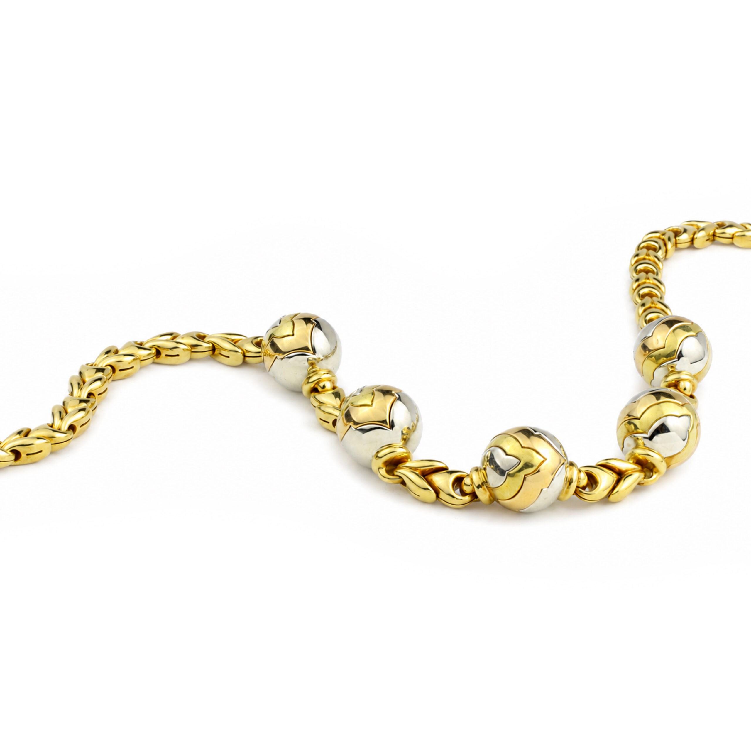 Bulgari Tricolor Gold Station Collar Necklace