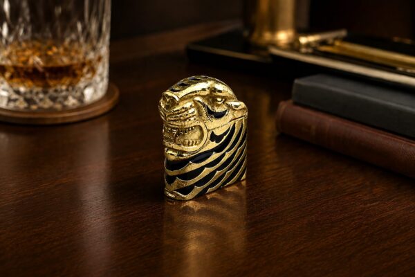 David Webb ‘Tiger’ Enamel and Sculpted Gold Lighter
