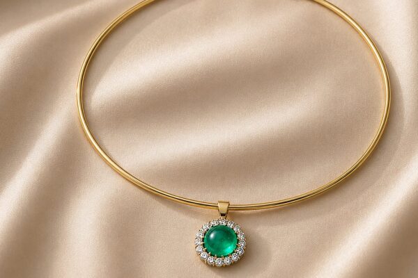 Colombian Emerald and Diamond Pendant Choker Necklace
