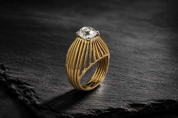 Chaumet Mid Century Diamond and Gold Wire Ring