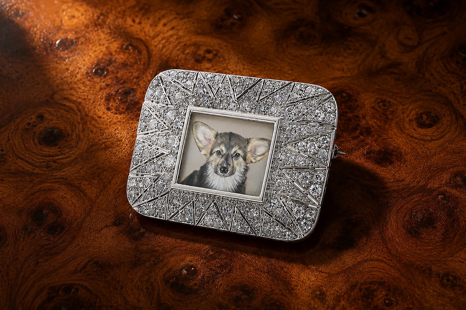 Cartier Edwardian Diamond Set Platinum Portrait Brooch