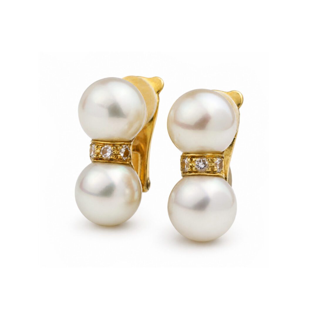 Cartier Pearl and Diamond Ear Clips - Image 3