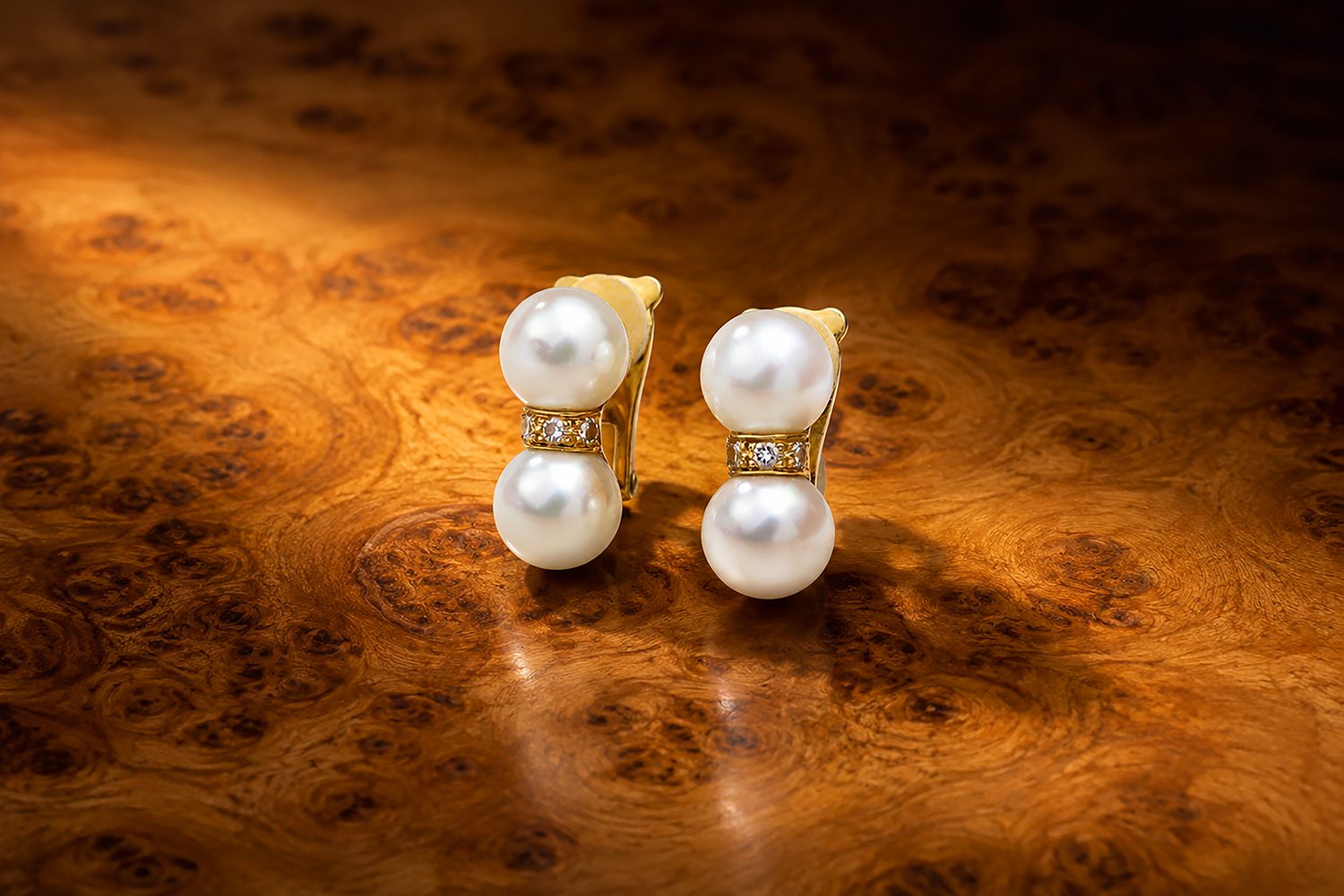 Cartier Pearl and Diamond Ear Clips