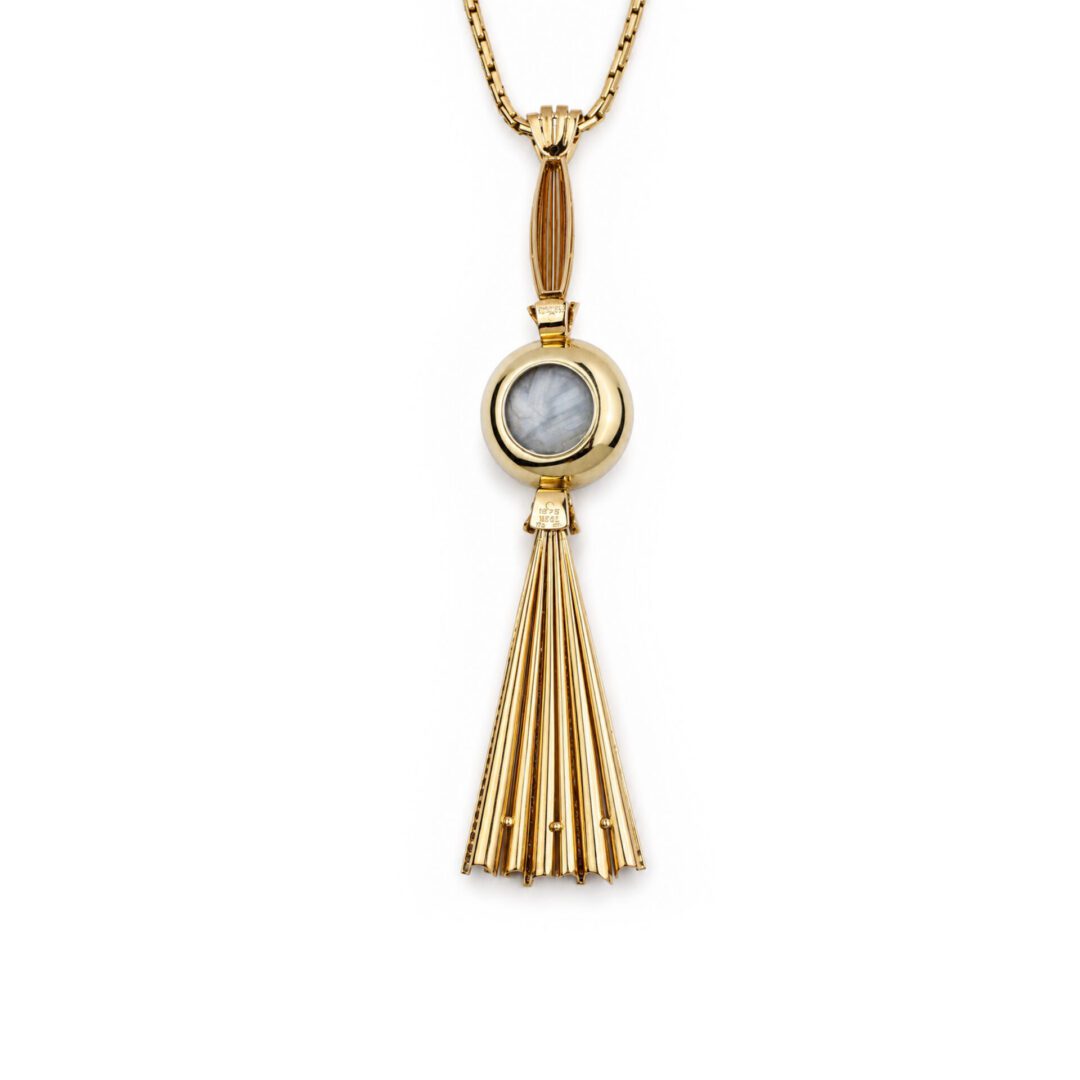 Retro Star Sapphire, Diamond and Rose Gold Tassel Pendant Necklace - Image 6