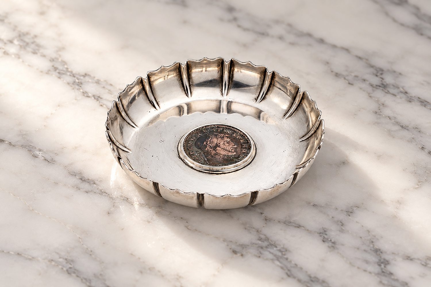 Bulgari 'Monete' Ancient Coin and Sterling Silver Dish