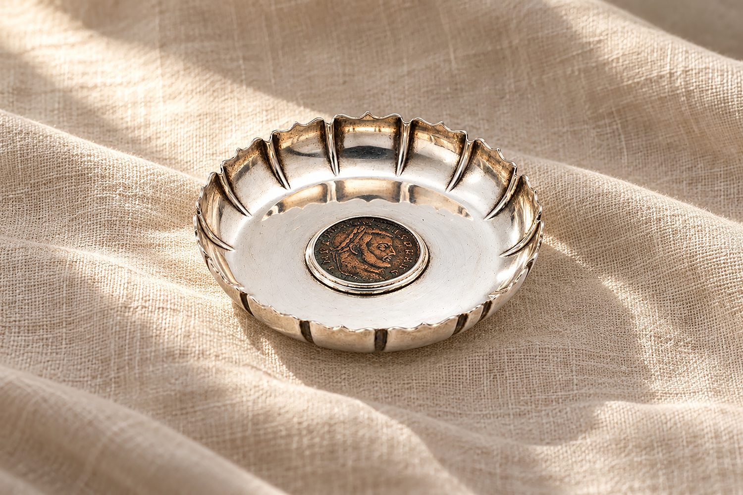 Bulgari 'Monete' Ancient Coin and Sterling Silver Dish