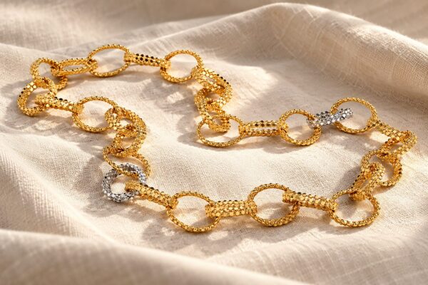 Cartier Textured Bi Colored Gold Chain Sautoir Necklace