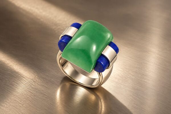 Andre Schwoba Jade, Lapis Lazuli and Gold Ring