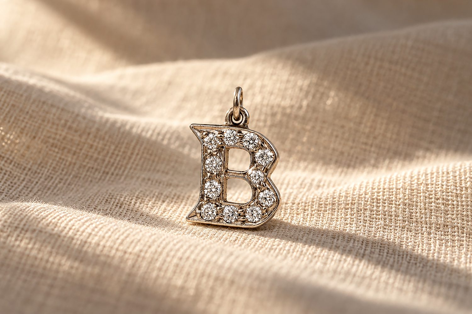 Art Deco 'B' Diamond and Platinum Charm