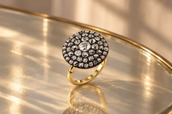 Antique Diamond Set Button Ring